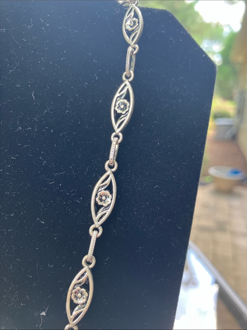 24” Delicate Silver Floral Link Necklace - Silver